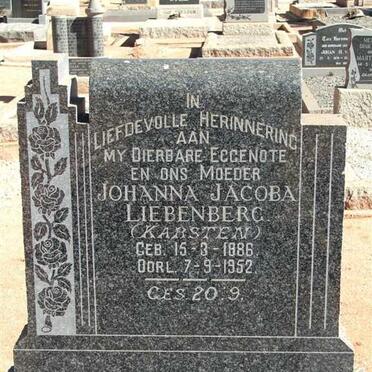 LIEBENBERG Johanna Jacoba nee KARSTEN 1886-1952