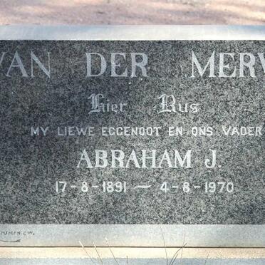 MERWE Abraham J., van der 1891-1970