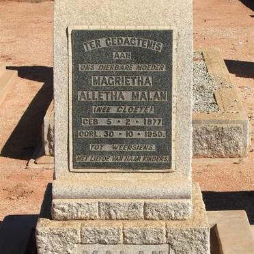 MALAN Magrietha Alletha nee CLOETE 1877-1950