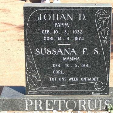 PRETORIUS Johan D. 1932-1974 &amp; Sussana F.S. 1941-
