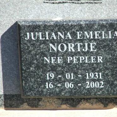 NORTJE Juliana Emelia nee PEPLER 1931-2002