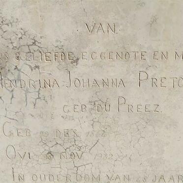 PRETORIUS Hendrina Johanna nee DU PREEZ 1864-1932