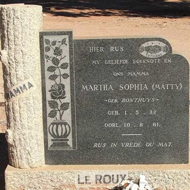 ROUX Martha Sophia, le nee BONTHUYS 1932-1961