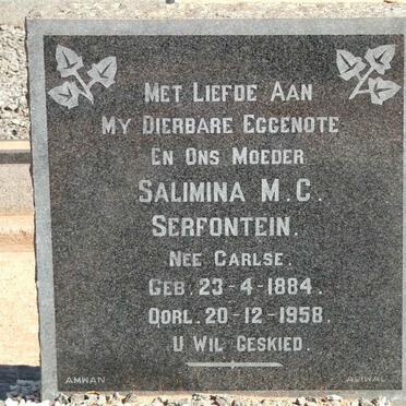 SERFONTEIN Salimina M.C. nee CARLSE 1884-1958
