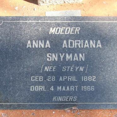 SNYMAN Anna Adriana nee STEYN 1882-1966