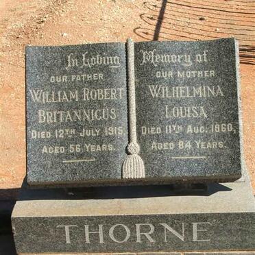 THORNE William Robert Britannicus -1915 &amp; Wilhelmina Louisa -1960