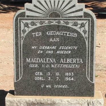 VISSER Magdalena Alberta nee V.D. WESTHUIZEN 1893-1964