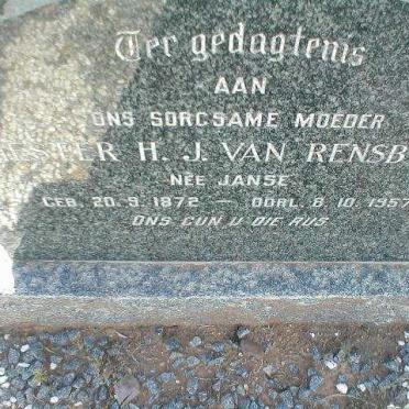 RENSBURG Hester H.J., van nee JANSE 1872-1957