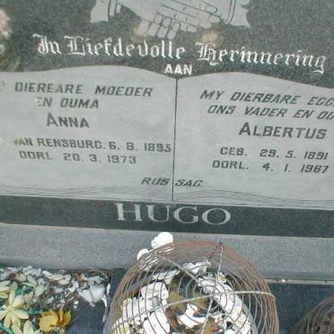 HUGO Albertus 1891-1967 &amp; Anna VAN RENSBURG 1895-1973