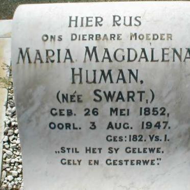 HUMAN Maria Magdalena nee SWART 1852-1947