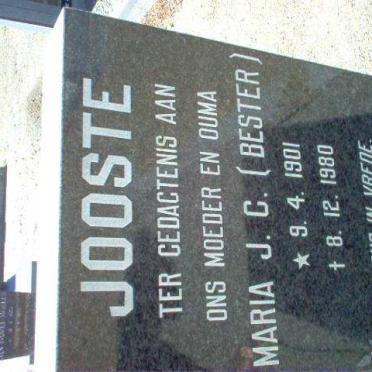 JOOSTE Maria J.C. nee BESTER 1901-1980