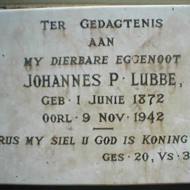 LUBBE Johannes P. 1872-1942