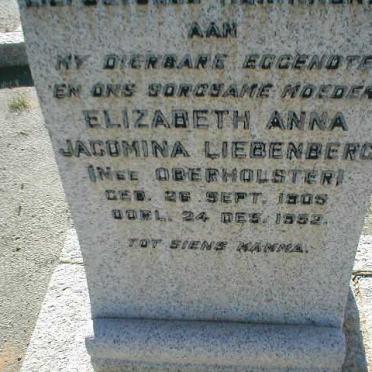 LIEBENBERG Elizabeth Anna Jacomina nee OBERHOLSTER 1905-1952