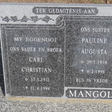 MANGOLD Carl Christian 1911-1994 &amp; Pauline Augusta 1916-1996
