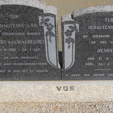 VOS Henry 1878-1959 &amp; Mary MALHERBE 1881-1971