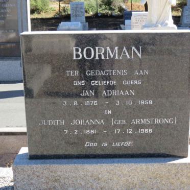 BORMAN Jan Adriaan 1876-1958 &amp; Judith Johanna ARMSTRONG 1881-1966