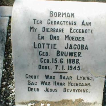 BORMAN Lottie Jacoba nee BRUWER  1888-1945