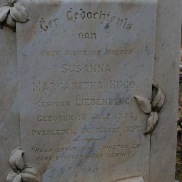 HUGO Susanna Margaritha nee LIEBENBERG 1836-1897