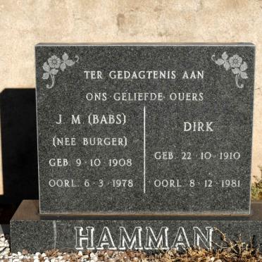 HAMMAN Dirk 1910-1981 & J.M. BURGER 1908-1978