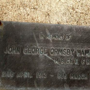 HAMMAN John George Ormsby 1913-1977