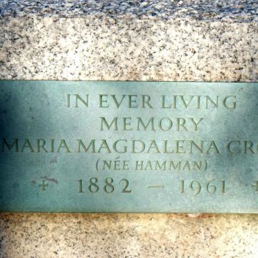 CROSS Maria Magdalena nee HAMMAN 1882-1961