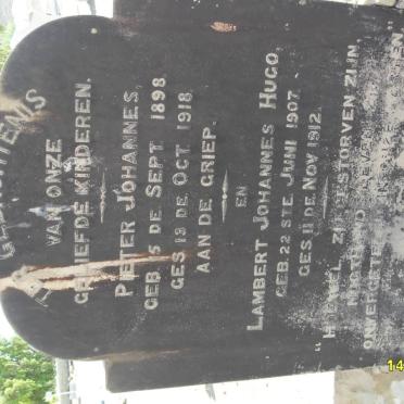 HUGO Pieter Johannes 1898-1918 :: HUGO Lambert Johannes 1907-1912