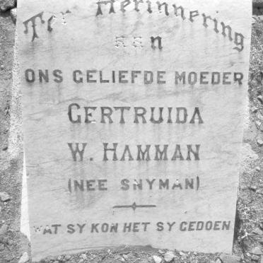 HAMMAN Gertruida W. nee SNYMAN