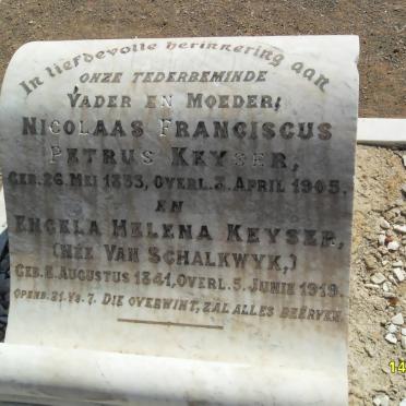 KEYSER Nicolaas Franciscus Petrus 1833-1905 &amp; Engela Helena VAN SCHALKWYK 1841-1919