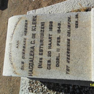 KLERK Magdalena C., de nee ESTERHUIZEN 1868-1949