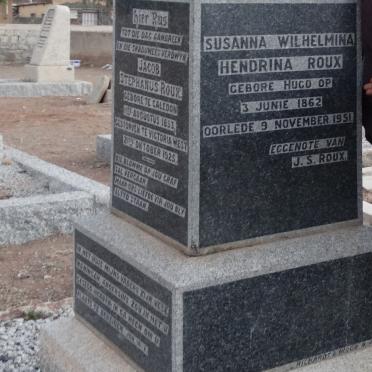 ROUX Jacob Stephanus 1853-1925 &amp; Susanna Wilhelmina Hendrina HUGO 1862-1951