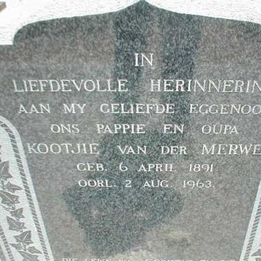 MERWE Kootjie, van der 1891-1963
