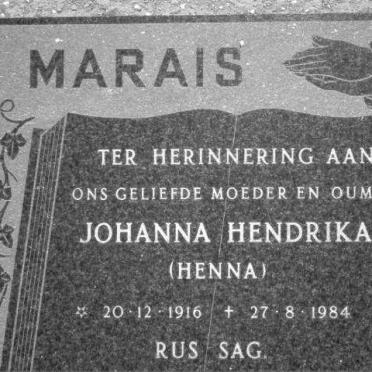MARAIS Johanna Hendrika 1916-1984