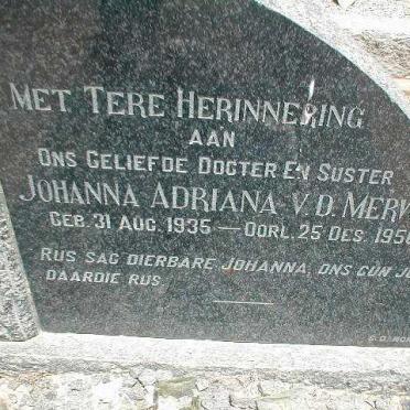 MERWE Johanna Adriana, v.d 1935-1956