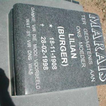 MARAIS Lilian nee BURGER 1908-1998