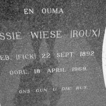 ROUX Bessie Wiese nee FICK 1892-1969