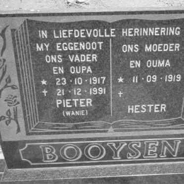 BOOYSEN Pieter 1917-1991 &amp; Hester 1919 -