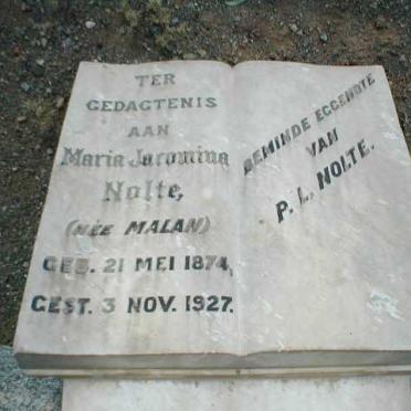 NOLTE Maria Jacomina nee MALAN 1874-1927