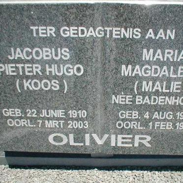 OLIVIER Jacobus Pieter Hugo 1910-2003 &amp; Maria Magdalena BADENHORST 1914-1997