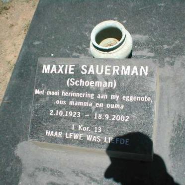 SAUERMAN Maxie nee SCHOEMAN 1923-2002