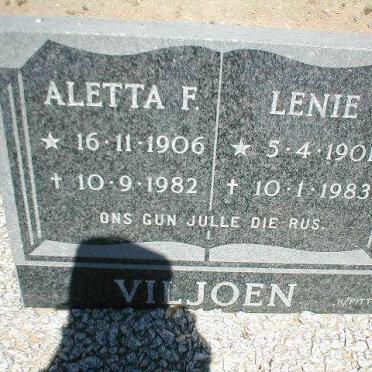 VILJOEN Aletta F 1906-1982, VILJOEN Lenie 1901-1983