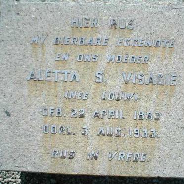 VISAGIE Aletta S. nee LOUW 1883-1933