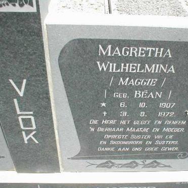 VLOK Magretha Wilhelmina nee BËAN 1907-1972