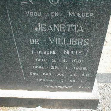 VILLIERS Jeanetta, de nee NOLTE 1931-1966