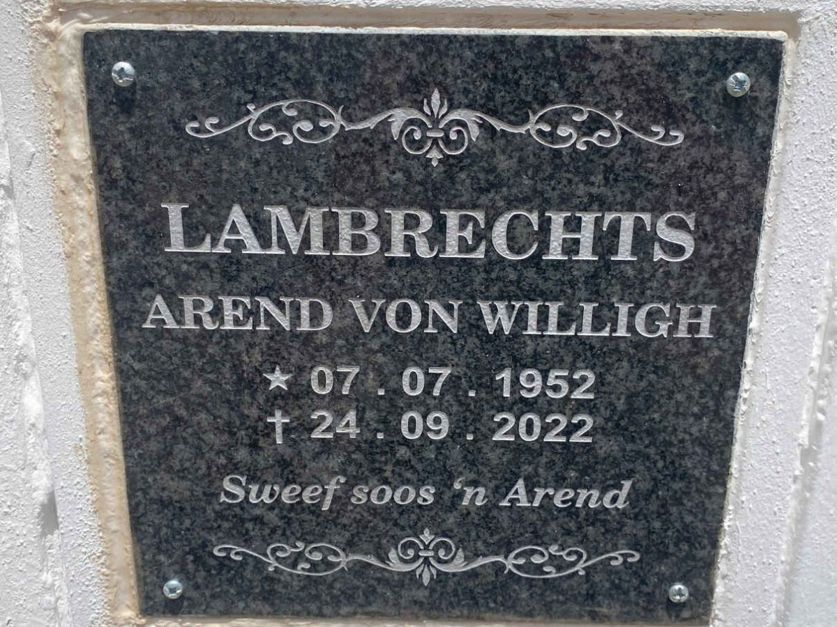 LAMBRECHTS Arend Von Willigh 1952-2022