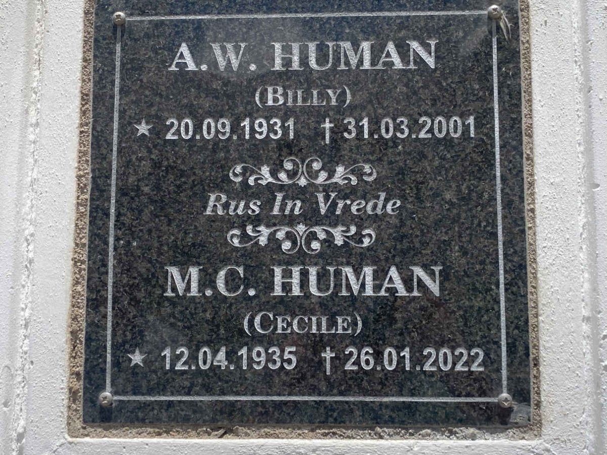 HUMAN A.W. 1931-2001 & M.C. 1935-2022