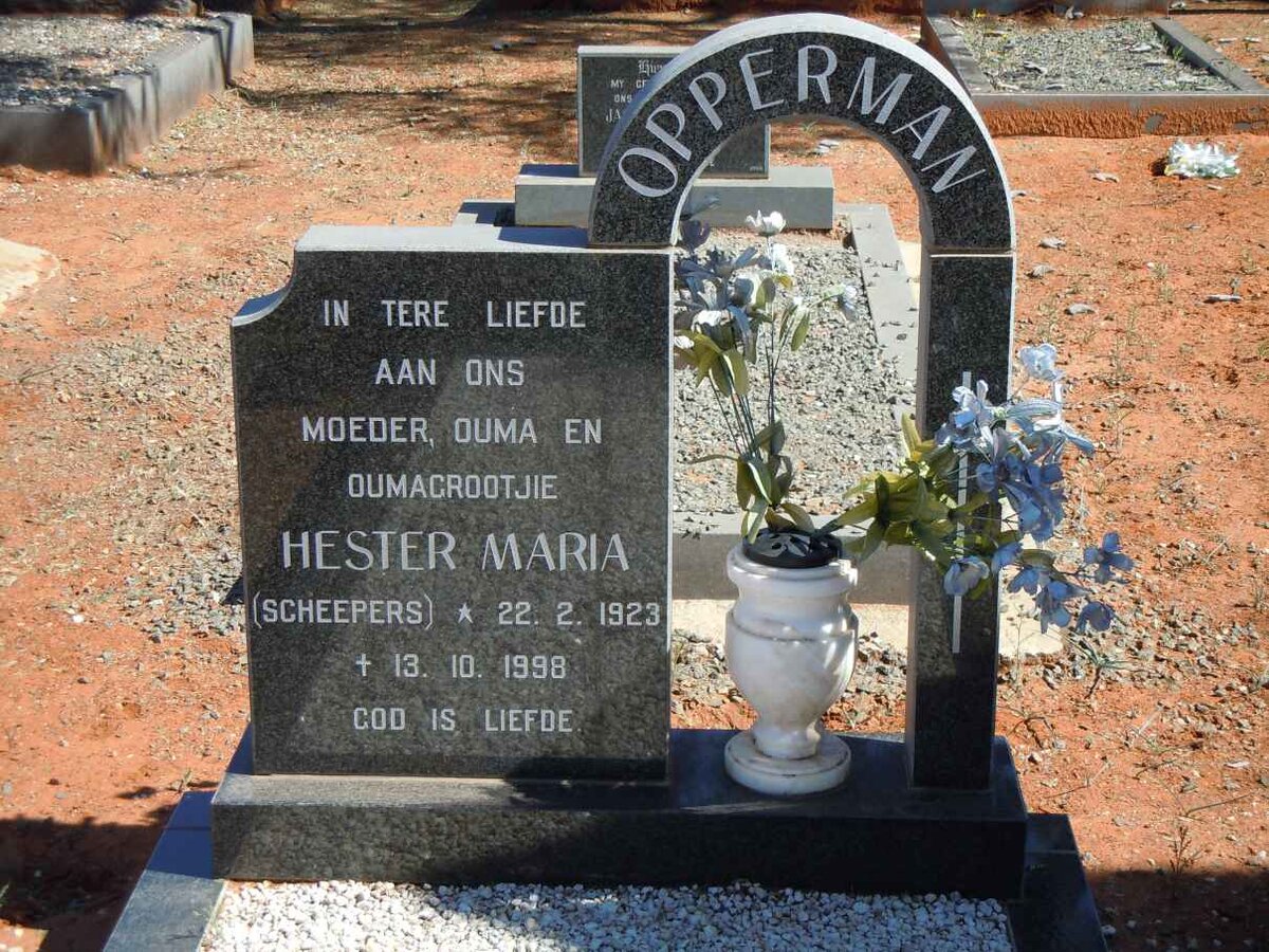 OPPERMAN Hester Maria nee SCHEEPERS 1923-1998