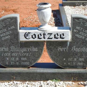 COETZEE Gert Jacobus 1915-1991 &amp; Maria Margaretha DEETLEFS 1916-2006