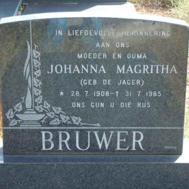 BRUWER Johanna Magritha nee DE JAGER 1908-1985