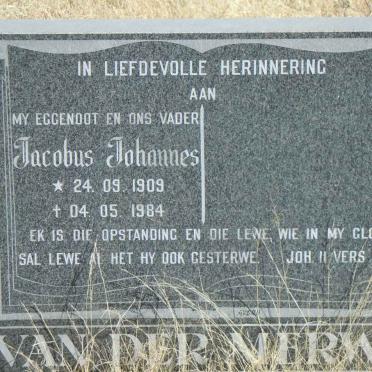 MERWE Jacobus Johannes, van der 1909-1984
