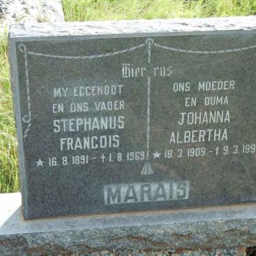 MARAIS Stephanus Francois 1891-1969 &amp; Johanna Albertha 1909-1992